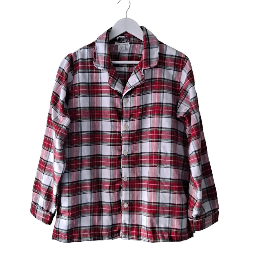 Pottery Barn Kids Stewart Plaid Flannel Pajama Shirt Top Unisex Adult Size Small